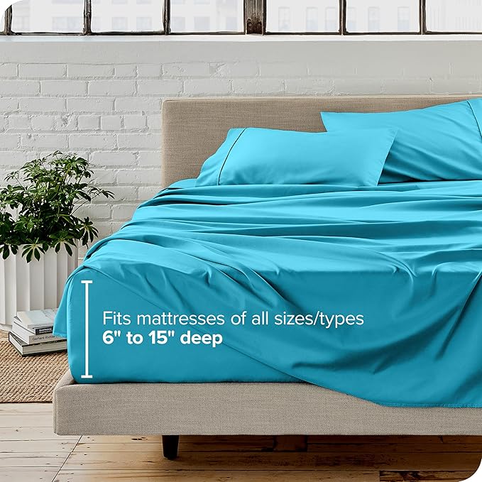 Bare Home Twin XL Sheet Set - College Dorm Size - Luxury 1800 Ultra-Soft Microfiber Twin Extra Long Bed Sheets - Deep Pockets - Easy Fit - Extra Soft - 3 Piece Set - Bed Sheets (Twin XL, Aqua)