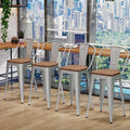 Changjie Furniture 30 Inches Metal Barstools Set of 4 Counter Height Bar Stools Industrial Stools with Backs High Back Chairs for Kitchen Island (30 Inch, Silver)