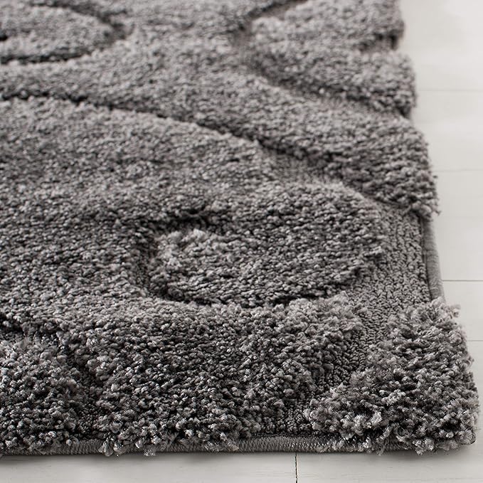 SAFAVIEH Florida Shag Collection Runner Rug - 2'3" x 9', Grey, Scroll Design, Non-Shedding & Easy Care, 1.2-inch Thick Ideal for High Traffic Areas in Living Room, Bedroom (SG455-8013)