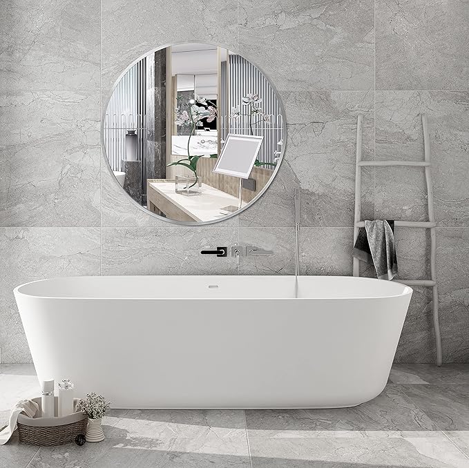 FrameWorks 20" Deluxe Contemporary Silver Circular Aluminum Mirror