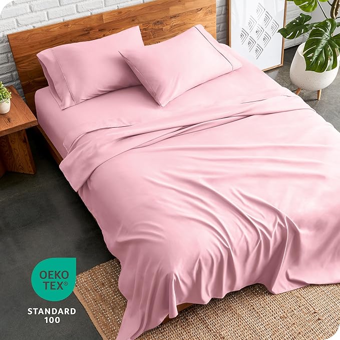 Bare Home King Sheet Set - Luxury 1800 Ultra-Soft Microfiber King Bed Sheets - Double Brushed - Deep Pockets - Easy Fit - 4 Piece Set - Bedding Sheets & Pillowcases (King, Light Pink)