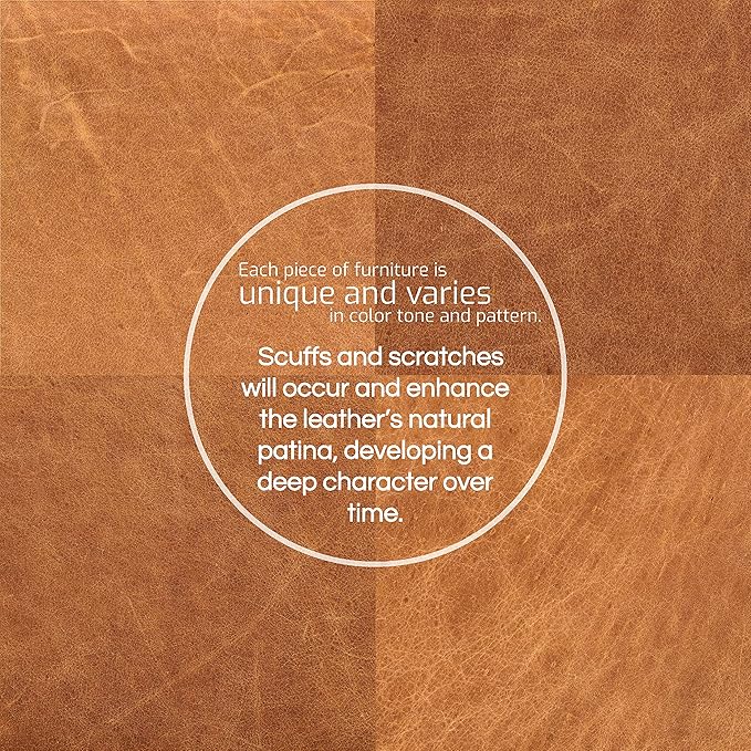 POLY & BARK Turin Ottoman in Full-Grain Pure-Aniline Dyed Italian Tanned Leather in Cognac Tan
