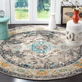 SAFAVIEH Monaco Collection Area Rug - 11' Round, Grey & Light Blue, Boho Chic Medallion Distressed Design, Non-Shedding & Easy Care, Ideal for High Traffic Areas in Living Room, Bedroom (MNC243G)