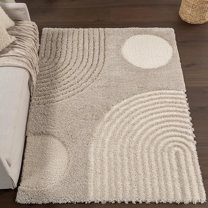 nuLOOM Gloria Abstract Shag Area Rug, 4x6, Light Brown