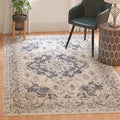 SAFAVIEH Monaco Collection Area Rug - 9' x 12', Ivory & Grey, Boho Chic Medallion Distressed Design, Non-Shedding & Easy Care, Ideal for High Traffic Areas in Living Room, Bedroom (MNC243B)