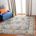 SAFAVIEH Monaco Collection Area Rug - 11' Square, Grey & Light Blue, Boho Chic Medallion Distressed Design, Non-Shedding & Easy Care, Ideal for High Traffic Areas in Living Room, Bedroom (MNC243G)