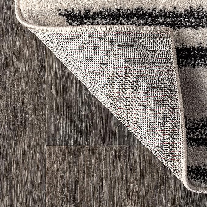 JONATHAN Y Khalil Modern Berber Stripe Cream/Black Indoor Area Rug, 9x12, Contemporary, Bohemian, Easy-Cleaning for Living Room, Bedroom, Kitchen, Pet Friendly, Non-Shedding (MOH207A-9)