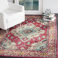 SAFAVIEH Monaco Collection Area Rug - 3' Square, Pink & Multi, Boho Chic Medallion Distressed Design, Non-Shedding & Easy Care, Ideal for High Traffic Areas in Living Room, Bedroom (MNC243D)