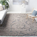 SAFAVIEH Florida Shag Collection X-Large Area Rug - 11' x 15', Grey & Light Blue, Non-Shedding & Easy Care, 1.2-inch Thick Ideal for High Traffic Areas in Living Room, Bedroom (SG455-1160)