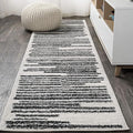 JONATHAN Y Khalil Modern Berber Stripe Cream/Black Runner Rug, 2x20, Contemporary, Bohemian, Easy-Cleaning for Living Room, Bedroom, Kitchen, Pet Friendly, Non-Shedding (MOH207A-220)