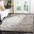 SAFAVIEH Florida Shag Collection Accent Rug - 3'3" x 5'3", Grey & Light Blue, Scroll, Non-Shedding & Easy Care, 1.2-inch Thick Ideal for High Traffic Areas in Foyer, Living Room, Bedroom (SG455-1160)