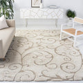 SAFAVIEH Florida Shag Collection Area Rug - 8'6" x 12', Cream & Beige, Scroll Design, Non-Shedding & Easy Care, 1.2-inch Thick Ideal for High Traffic Areas in Living Room, Bedroom (SG455-1113)