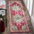 SAFAVIEH Monaco Collection Runner Rug - 2'2" x 10', Pink & Multi, Boho Chic Medallion Distressed Design, Non-Shedding & Easy Care, Ideal for High Traffic Areas in Living Room, Bedroom (MNC243D)