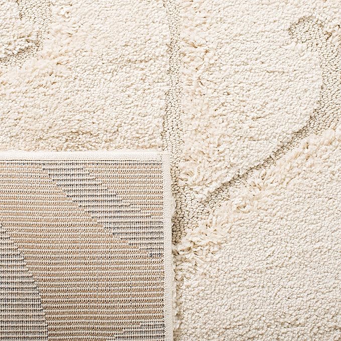 SAFAVIEH Florida Shag Collection Area Rug - 5'3" x 7'6", Creme & Creme, Scroll Design, Non-Shedding & Easy Care, 1.2-inch Thick Ideal for High Traffic Areas in Living Room, Bedroom (SG455-1111)
