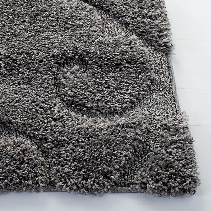 SAFAVIEH Area Rug 8x10 - Florida Shag Collection - Large - Grey, Scroll Design, Non-Shedding & Easy Cleaning, Plush Thick Pile, Ideal for Living Room, Bedroom, Dining Space (SG455013)