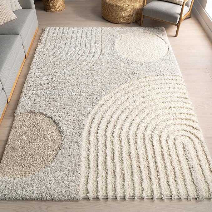 nuLOOM Gloria Abstract Shag Runner Rug, 2' 6" x 10', Beige
