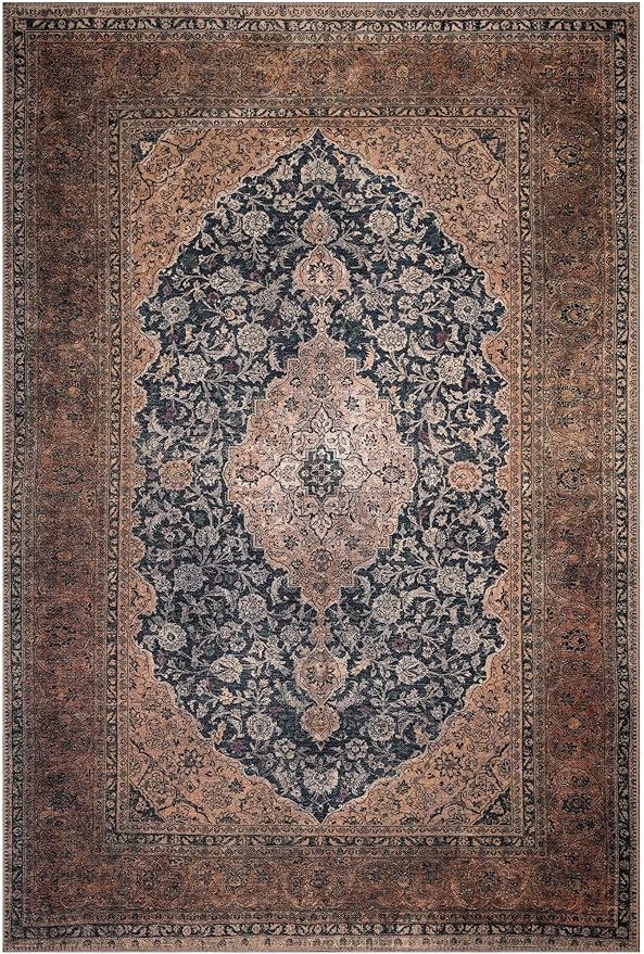 Keen Home Design 4x6 Rug - Machine Washable Area Rug with Non-Slip Backing, Ideal for Living Room, Dining Room, Bedroom - Vintage, Easy Clean, Durable, Low Pile Rug - (4' x 6')