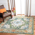 SAFAVIEH Monaco Collection Area Rug - 8'8" Square, Forest Green & Light Blue, Medallion Distressed Design, Non-Shedding & Easy Care, Ideal for High Traffic Areas in Living Room, Bedroom (MNC243F)