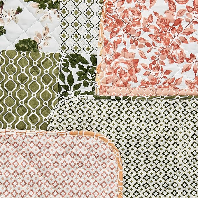 Great Bay Home Reversible Patchwork Sofa Cover - Washable Slipcover Furniture Protector with Elastic Straps - Couch Cover for Dogs, Kids, and Pets - Box-Stitched Detail (Sofa, Dusty Rose)
