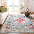 SAFAVIEH Monaco Collection X-Large Area Rug - 11' x 15', Light Blue & Fuchsia, Medallion Distressed Design, Non-Shedding & Easy Care, Ideal for High Traffic Areas in Living Room, Bedroom (MNC243J)