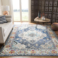 SAFAVIEH Monaco Collection X-Large Area Rug - 12' x 18', Navy & Light Blue, Medallion Distressed Design, Non-Shedding & Easy Care, Ideal for High Traffic Areas in Living Room, Bedroom (MNC243N)
