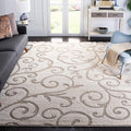 SAFAVIEH Florida Shag Collection Area Rug - 8' x 10', Ivory & Beige, Scroll Design, Non-Shedding & Easy Care, 1.2-inch Thick Ideal for High Traffic Areas in Living Room, Bedroom (SG455-13LT)
