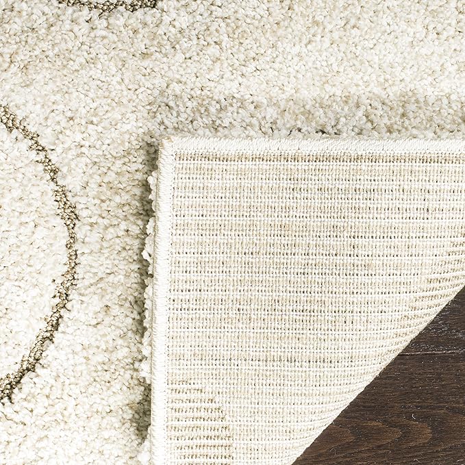 SAFAVIEH Florida Shag Collection Runner Rug - 2'3" x 11', Cream & Beige, Scroll Design, Non-Shedding & Easy Care, 1.2-inch Thick Ideal for High Traffic Areas in Living Room, Bedroom (SG455-1113)