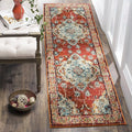 SAFAVIEH Monaco Collection Runner Rug - 2'2" x 10', Orange & Light Blue, Boho Chic Medallion Distressed Design, Non-Shedding & Easy Care, Ideal for High Traffic Areas in Living Room, Bedroom (MNC243H)