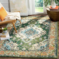 SAFAVIEH Monaco Collection Area Rug - 5'1" x 7'7", Forest Green & Light Blue, Medallion Distressed Design, Non-Shedding & Easy Care, Ideal for High Traffic Areas in Living Room, Bedroom (MNC243F)