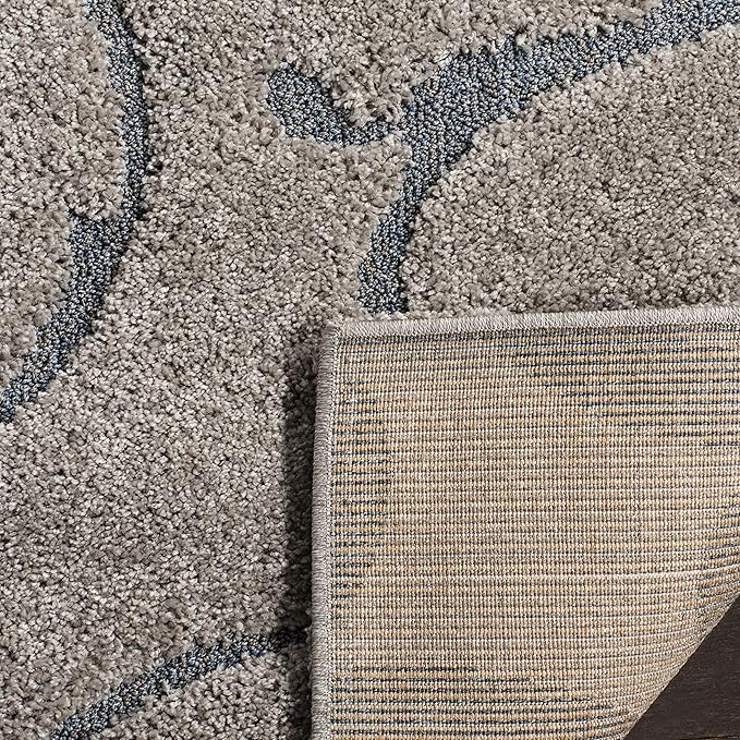 SAFAVIEH Florida Shag Collection Runner Rug - 2'3" x 13', Grey & Light Blue, Scroll Design, Non-Shedding & Easy Care, 1.2-inch Thick Ideal for High Traffic Areas in Living Room, Bedroom (SG455-1160)
