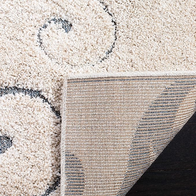 SAFAVIEH Florida Shag Collection Runner Rug - 2'3" x 15', Beige & Blue Grey, Scroll Design, Non-Shedding & Easy Care, 1.2-inch Thick Ideal for High Traffic Areas in Living Room, Bedroom (SG455-1155)