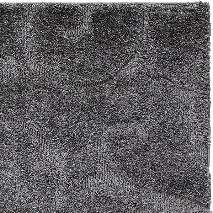 SAFAVIEH Florida Shag Collection Area Rug - 4' Square, Grey, Scroll Design, Non-Shedding & Easy Care, 1.2-inch Thick Ideal for High Traffic Areas in Living Room, Bedroom (SG455-8013)