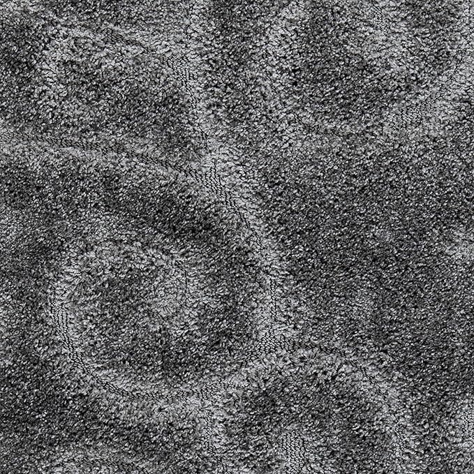 SAFAVIEH Florida Shag Collection Area Rug - 6'7" Square, Grey, Scroll Design, Non-Shedding & Easy Care, 1.2-inch Thick Ideal for High Traffic Areas in Living Room, Bedroom (SG455-8013)