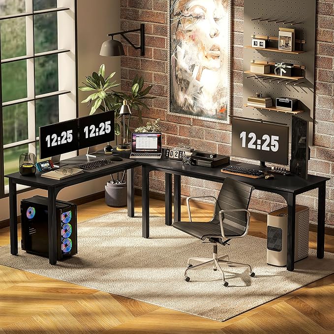 HOMCOM Modern Simple Large Computer Desk, 71" Long Home Office Desk for Two Person, Multi-Purpose Computer Table for Home Office Study, Black