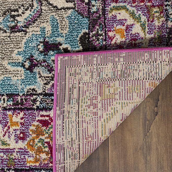 SAFAVIEH Monaco Collection Runner Rug - 2'2" x 8', Violet & Light Blue, Boho Chic Medallion Distressed Design, Non-Shedding & Easy Care, Ideal for High Traffic Areas in Living Room, Bedroom (MNC243L)