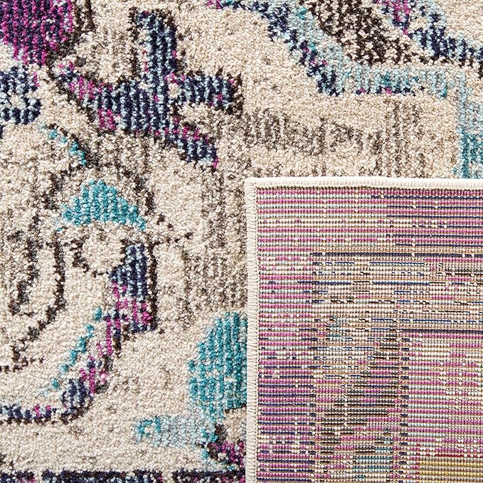 SAFAVIEH Monaco Collection Accent Rug - 3' x 5', Violet & Light Blue, Medallion Distressed Design, Non-Shedding & Easy Care, Ideal for High Traffic Areas in Entryway, Living Room, Bedroom (MNC243L)